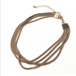 Multilayered Snake Chain Choker Length Necklace in Taupe and Gold